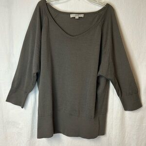 LOFT Women’s Sweater Size XL Lightweight Taupe 3/4 Sleeve Boatneck